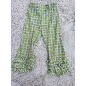 Swanky Baby Ruffle Pants Large Green Polka Dots Play Wear